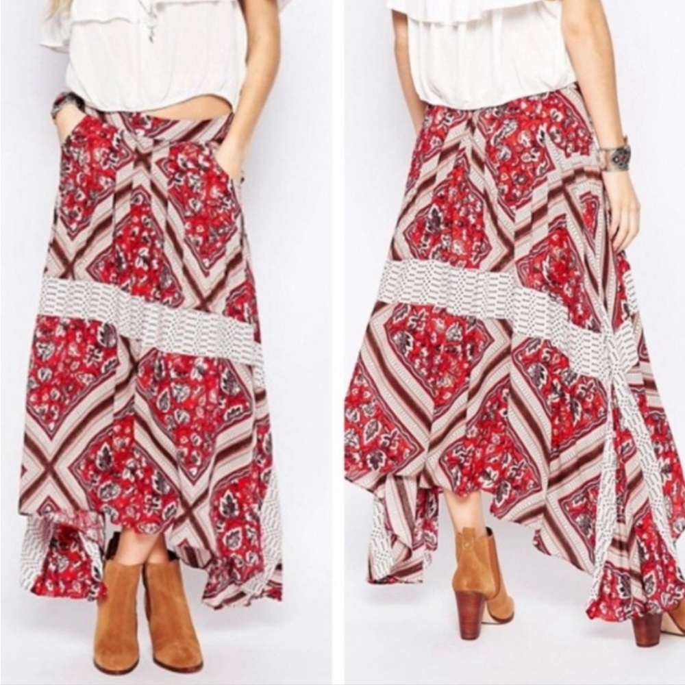 B1 Free People Boho Printed Paradise Handkerchief Skirt